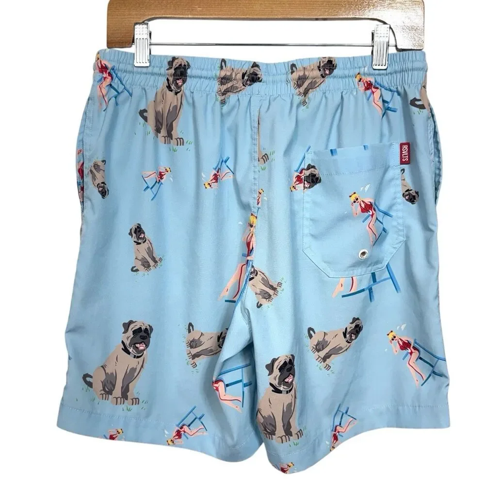 RSVLTS The Sandlot Trunks Mens M Blue Beast Dog Wendy Peffercorn Lifeguard Pool